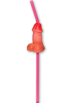 Rosa plastikstrohhalm mit durchsichtigem orangen henkel in phallusform aus der serie diablo picante tasche mit 5 natürlichen strohhalmen für große penis