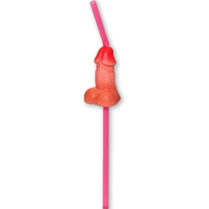 Rosa plastikstrohhalm mit durchsichtigem orangen henkel in phallusform aus der serie diablo picante tasche mit 5 natürlichen strohhalmen für große penis