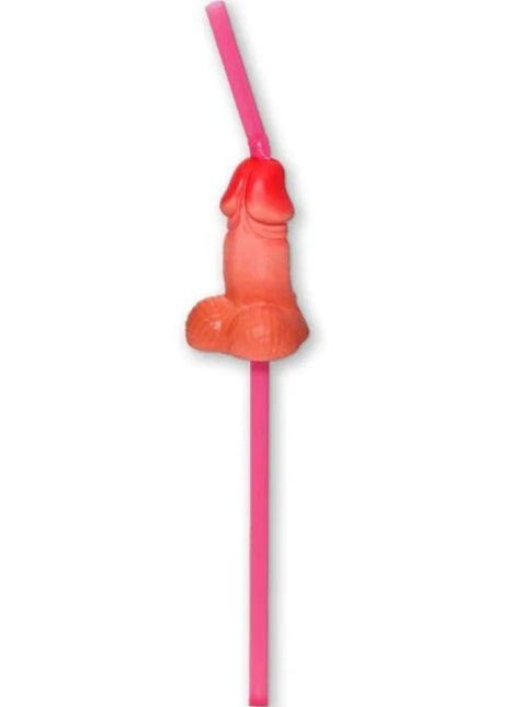 Rosa plastikstrohhalm mit durchsichtigem orangen henkel in phallusform aus der serie diablo picante tasche mit 5 natürlichen strohhalmen für große penis