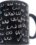 Schwarzer keramiktasse diablo picante 370 ml mit weiß umrandetem brustmuster für kaffeegenuss