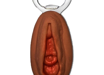 Brauner und roter skorperter flaschenöffner mit silberner metallkappe im vaginaförmigen design diablo picante mulatto