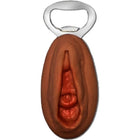 Brauner und roter skorperter flaschenöffner mit silberner metallkappe im vaginaförmigen design diablo picante mulatto