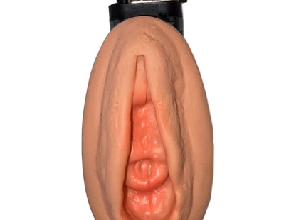 Pink silikon novelty leichter cover mit realistischem vaginaldesign und schwarzer plastikbasis für diablo picante leicht
