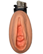 Pink silikon novelty leichter cover mit realistischem vaginaldesign und schwarzer plastikbasis für diablo picante leicht