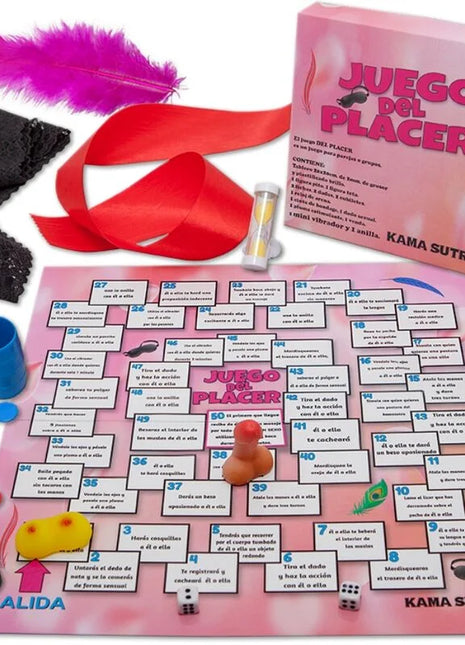 Diablo picante vergnügungsspiel pinkes spielbrett mit nummerierten feldern und kama sutra branding spiel des vergnügens