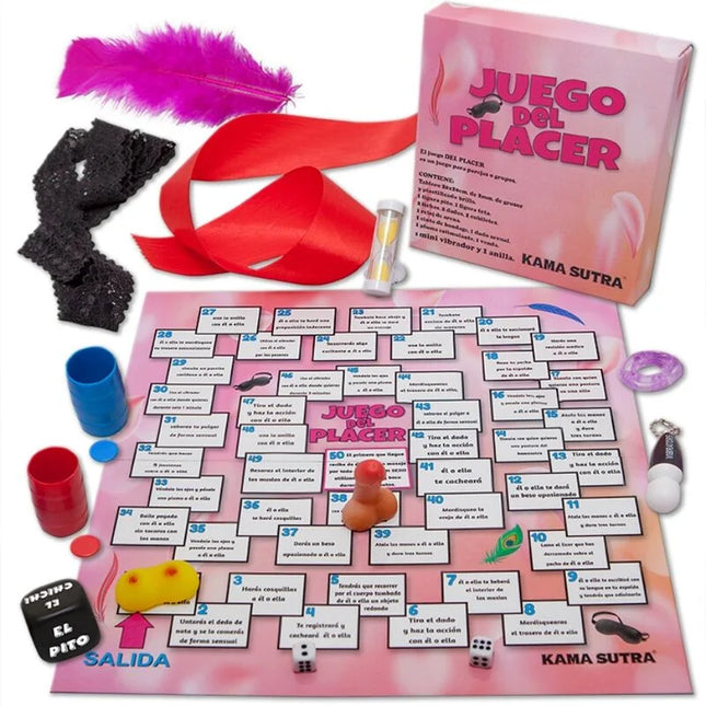 Diablo picante vergnügungsspiel pinkes spielbrett mit nummerierten feldern und kama sutra branding spiel des vergnügens