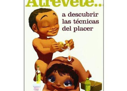 Die buchcover von diablo picante zeigt zwei braunhäutige cartoonkinder, die sich in einem spa-ähnlichen ambiente etwas auf den rücken auftragen