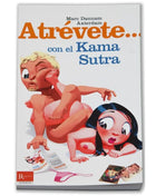 Weißer buchumschlag mit cartoonillustrationen zweier charaktere und oranger sowie blauer schrift diablo picante wagen sie es mit dem kamasutra