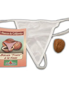 Weißer mesh-thong mit dünnen trägern und dreieckigem ausschnitt im stil diabolo picante walnuts