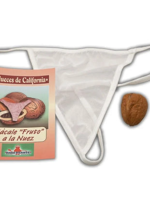 Weißer mesh-thong mit dünnen trägern und dreieckigem ausschnitt im stil diabolo picante walnuts
