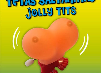 Orange herzförmiges jolly tits spielzeug diablo picante mit roten füßen und weißem schlüsselanhänger aus stoff