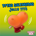 Orange herzförmiges jolly tits spielzeug diablo picante mit roten füßen und weißem schlüsselanhänger aus stoff