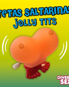 Orange herzförmiges jolly tits spielzeug diablo picante mit roten füßen und weißem schlüsselanhänger aus stoff