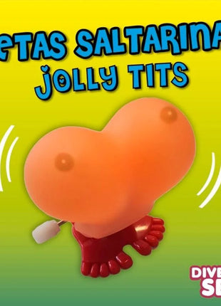 Orange herzförmiges jolly tits spielzeug diablo picante mit roten füßen und weißem schlüsselanhänger aus stoff
