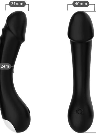 Schwarze silikon dildo vibrator g-spot mit einer strukturierten griff und einer glatten oberfläche 24 bis 40 mm breit