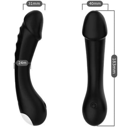 Schwarze silikon dildo vibrator g-spot mit einer strukturierten griff und einer glatten oberfläche 24 bis 40 mm breit
