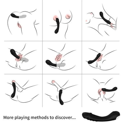Schwarzer silikon dildo vibrator mit texturiertem griff und abgerundetem spitzen für g-punkt stimulation