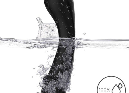 Schwarzer wasserdichter dildo vibrator g-spot mit glatter glänzender oberfläche und ergonomischer gebogener form