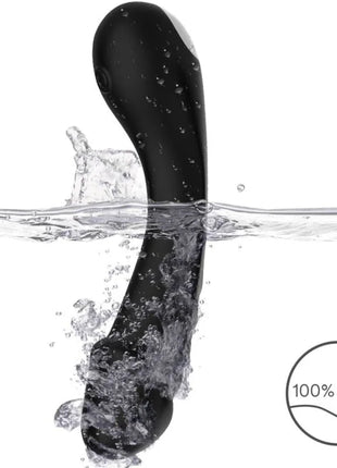 Schwarzer wasserdichter dildo vibrator g-spot mit glatter glänzender oberfläche und ergonomischer gebogener form