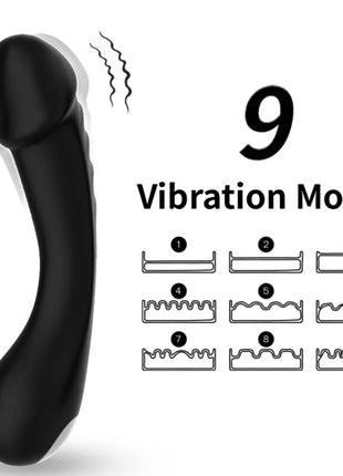 Schwarzer dildo vibrator aus silikon mit neun vibrationsmodi zur g-punkt stimulierung