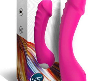 Vibrant pink silikon dildo vibrator mit ergonomischem gebogenen design und strukturierter griffoberfläche