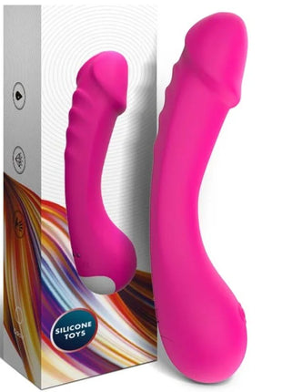 Vibrant pink silikon dildo vibrator mit ergonomischem gebogenen design und strukturierter griffoberfläche
