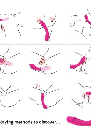 Pink silikon dildo vibrator g punkt mit abgerundeten enden und geschwungenem design in fuchsiafarben