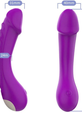 Lila silikon dildo vibrator mit texturiertem griff und abgerundetem kopf für g-punkt stimulation