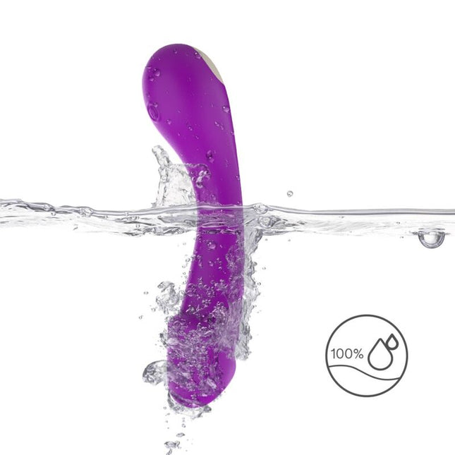 Lila silikon dildo vibrator mit glattem, gebogenem design und weißem akzent am oberen ende für g-punkt stimmung