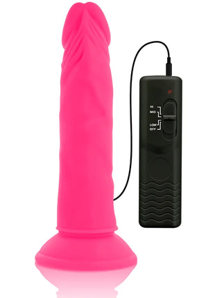 Diversia flexibler dildo mit vibration rosa 23 cm aus silikon mit schwarzer fernbedienung und vier einstellungsstufen