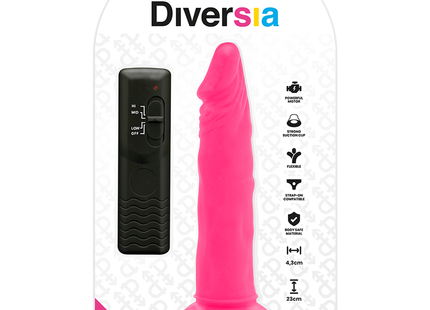 Heller rosa diversia flexibler dildo mit vibration 23 cm und saugnapfbasis mit fernbedienung