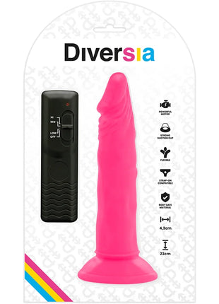Heller rosa diversia flexibler dildo mit vibration 23 cm und saugnapfbasis mit fernbedienung