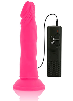 Vibranter pinker silikon vibrator dildo flexibler dildo mit vibration und schwarzer fernbedienung 23 cm lang