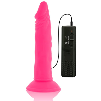 Vibrabler flexibler dildo aus silikon in rosa mit schwarzer fernbedienung für vier vibratioseinstellungen