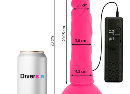 Rosa silikon dildo diversia 23 cm mit vibration und schwarzer fernbedienung flexibel und vielseitig