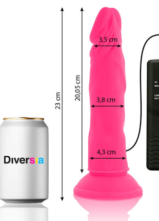 Rosa silikon dildo diversia 23 cm mit vibration und schwarzer fernbedienung flexibel und vielseitig