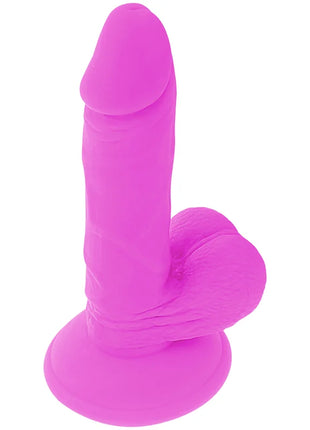 Vibrant pink flexibler vibrierender dildo aus silikon mit abgerundetem kopf und strukturiertem boden 17 cm lang