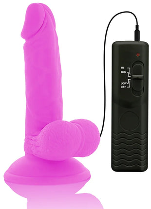 Vibrant pink silikon dildo mit flexibler vibration und schwarzer fernbedienung 17 cm lang 3,3 cm dick