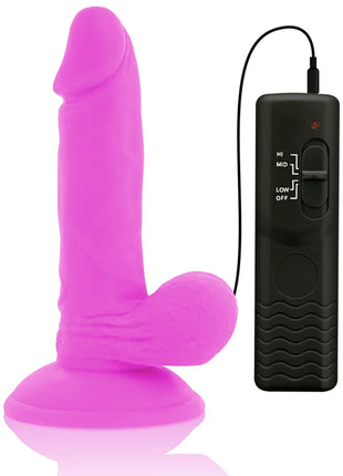 Vibrant pinker silikon dildo mit flexiblem vibrierendem design und schwarzer fernbedienung 17 cm lang