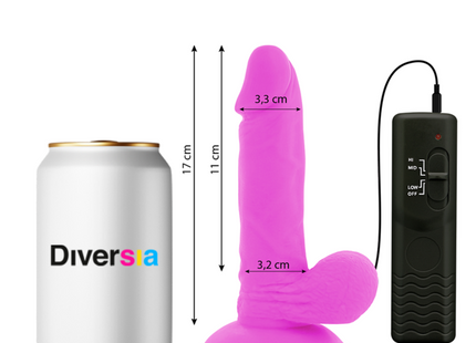 Diversia flexibler vibrierender dildo lila 17 cm aus silikon mit schwarzer fernbedienung