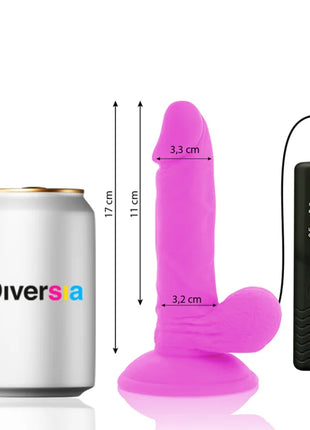 Diversia flexibler vibrierender dildo lila 17 cm aus silikon mit schwarzer fernbedienung