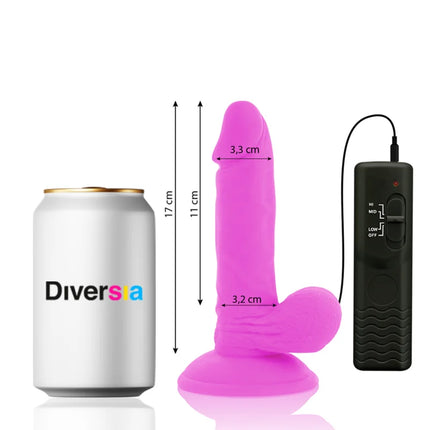 Diversia flexibler vibrierender dildo lila 17 cm aus silikon mit schwarzer fernbedienung