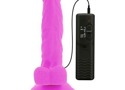 Vibrant lila silikon vibrierender dildo diversia 18 cm mit schwarzer fernbedienung und flexibler form