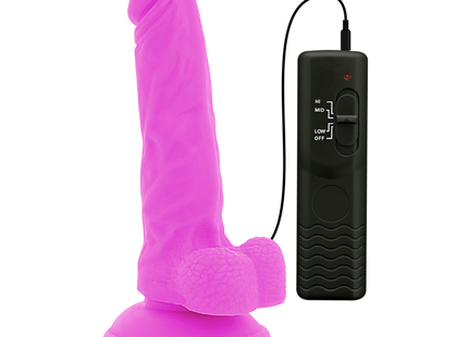 Vibranter pinker silikon dildo mit flexiblem vibrierendem design und schwarzer fernbedienung 18 cm lang 4 cm dick