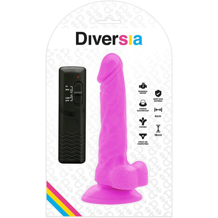 Rosa diversia flexibler vibrierender dildo 18 cm mit schwarzer fernbedienung für erwachsene