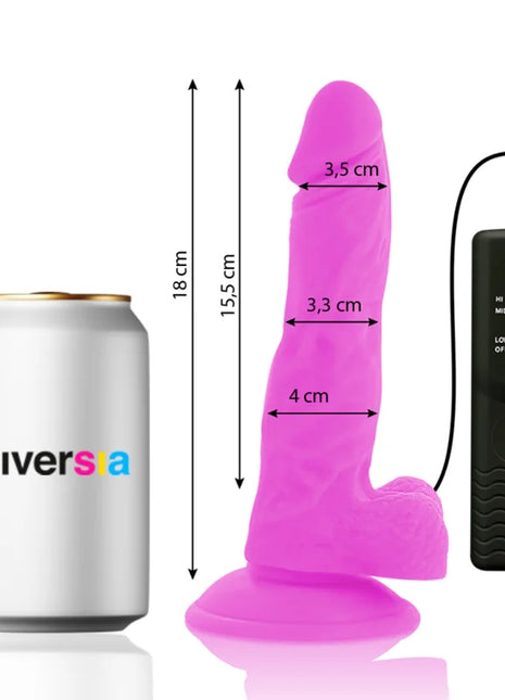 Pink silikon vibrierender dildo mit schwarzer fernbedienung vielseitig und flexibel 18 cm lang 4 cm dick