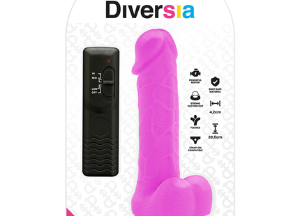 Pink diversia flexibler vibrierender dildo lila 20,5 cm mit schwarzer fernbedienung zu sehen