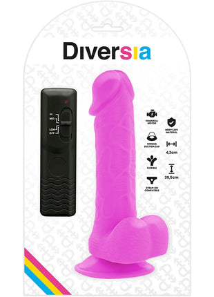 Pink diversia flexibler vibrierender dildo lila 20,5 cm mit schwarzer fernbedienung zu sehen
