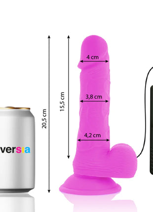 Flexibler vibrierender dildo diversia lila 20,5 cm aus silikon mit schwarzer fernbedienung
