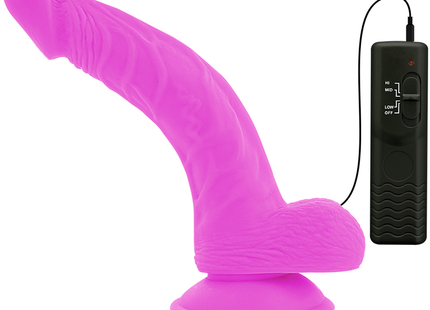 Vibrant pink silikon dildo mit flexibler vibration und schwarzer fernbedienung diversia 21,5 cm lang
